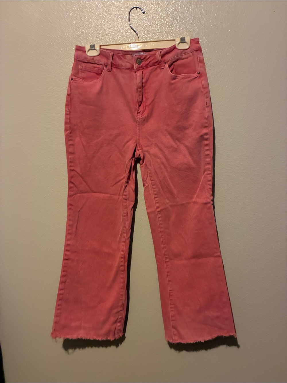 Zenana Outfitters Coral Pink Wide-Leg Crop Jeans